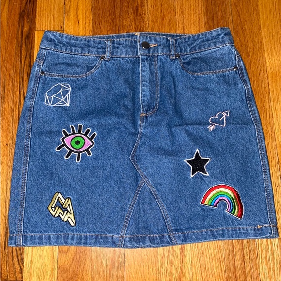 Denim Patches Skirt - Picture 1 of 4